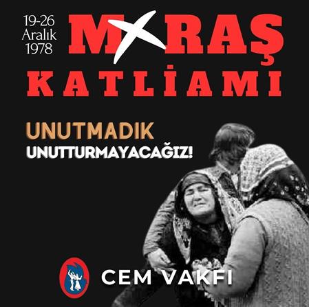 19-26 Aralık 1978'de Maraş’ta meydana gelen katliamda yaşamını yitiren her bir insanımızı saygı ile anıyoruz.